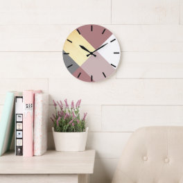 Modern Geometric wooden Pale purple,pink pastel Large Clock