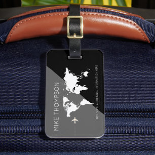 Modern Geometric World Map Travel Luggage Tag