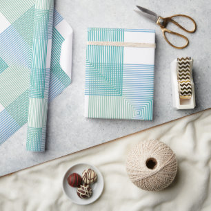 Modern Geometric Wrapping Paper – Blue and Green 