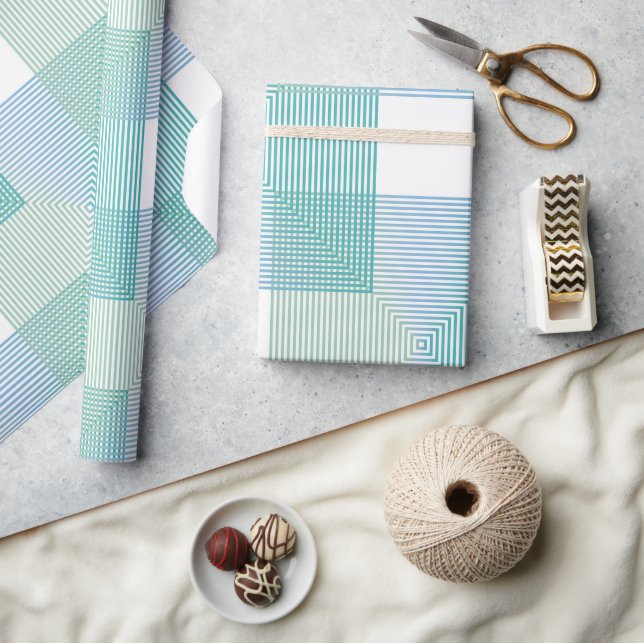 Modern Geometric Wrapping Paper – Blue and Green  (Crafts)