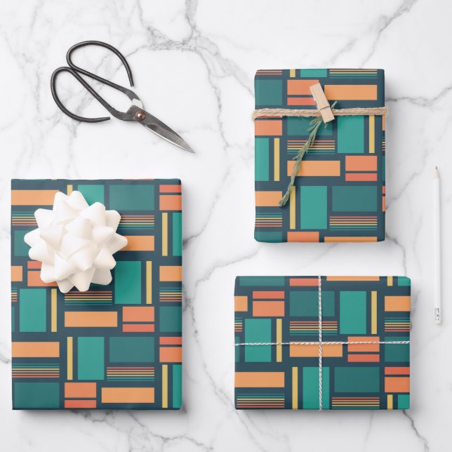Modern Geometric Wrapping Paper Sheets (Front)