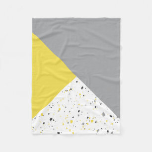 Modern Geometric Yellow Gray Terrazzo Pattern Fleece Blanket