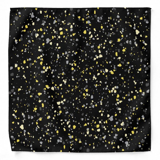 Modern Geometric Yellow Grey Black Terrazzo Bandana (Front)