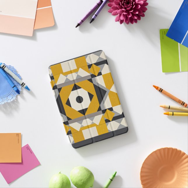 Modern Geometric Yellow & Grey Tablet Case (In Situ)