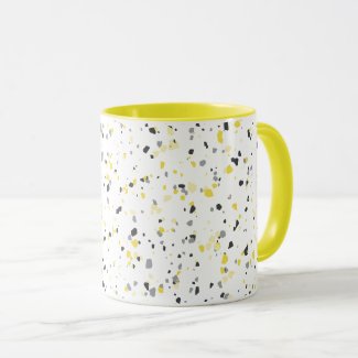 Modern Geometric Yellow Grey Terrazzo Pattern