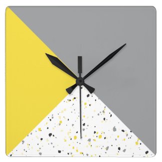 Modern Geometric Yellow Grey Terrazzo Pattern