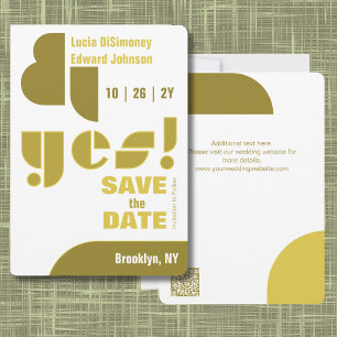 Modern Geometric yes! White Save The Date Card