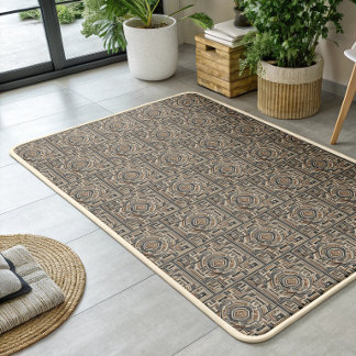 Modern Geometrical Brown & Golden Rug
