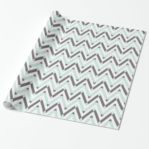 Modern Geometrical Light Blue Gray White Chevron Wrapping Paper