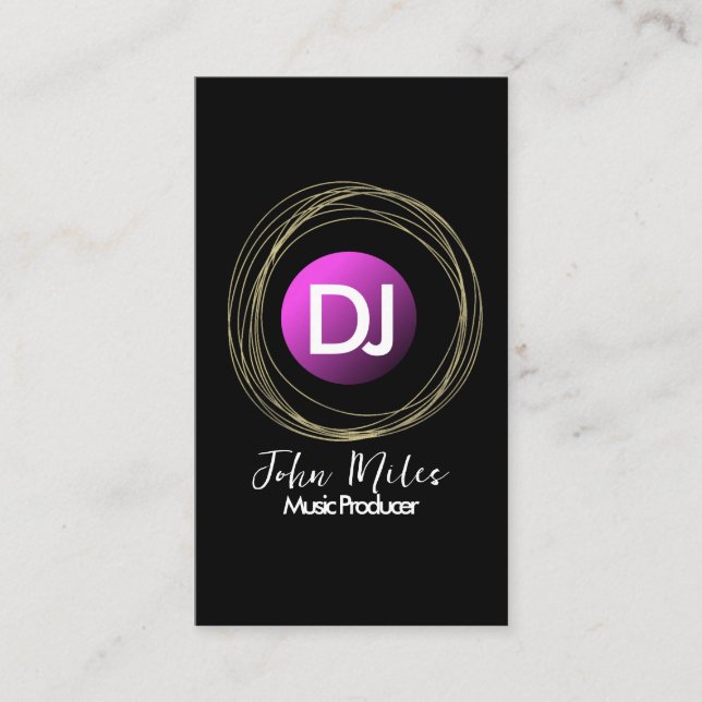 Modern Geometrical Shapes Music Producer Gold Business Card (Front)