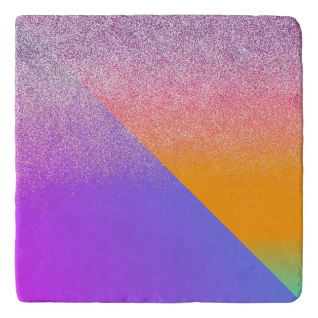 Modern Geometrical Two Tone Ombre Triangle Glitter Trivet (Front)