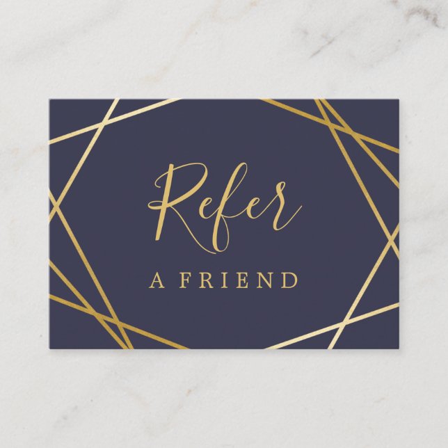 Modern GeometricPattern MidnightBlue Referral Card (Front)