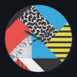 Modern Geometry: Abstract Seamless Style Large Clock<br><div class="desc">Seamless geometric pattern in modern abstract style 1 Modern Abstract Style Geometric Pattern in Black and White. Modern abstract style at its finest! Seamless pattern with bold colors and cool shapes. pattern, cool, bauhaus, 80s, seamless, geometric, memphis, illustration, garde, avant, background, black, style, modern, white, cubism, abstract, line, bright, decor...</div>