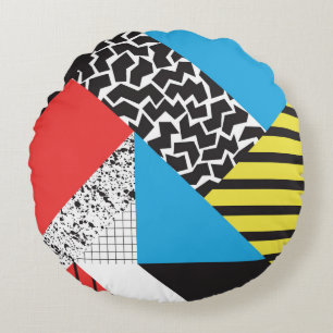 Modern Geometry: Abstract Seamless Style Round Pillow