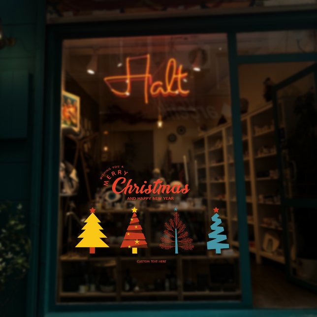 Modern Geometry Christmas Tree Storefront Decor Window Cling (Modern Geometry Christmas Tree Retail Shop Window Cling)