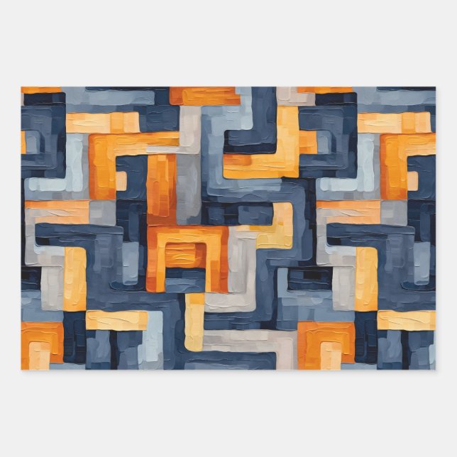 Modern Geometry: Dynamic Pattern Wrapping Paper Sheets (Front)