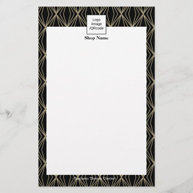 Modern Geometry Pattern Menu Black Flyer (Front)