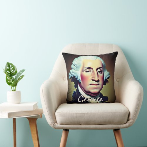 Modern George Washington Throw Pillow