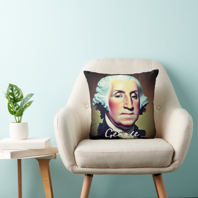 Modern George Washington Throw Pillow (Chair)
