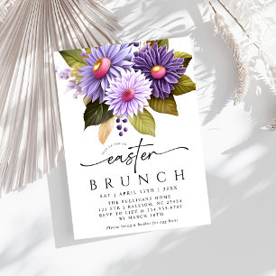 Modern Gerbera Lilac Floral Easter Brunch Invitation
