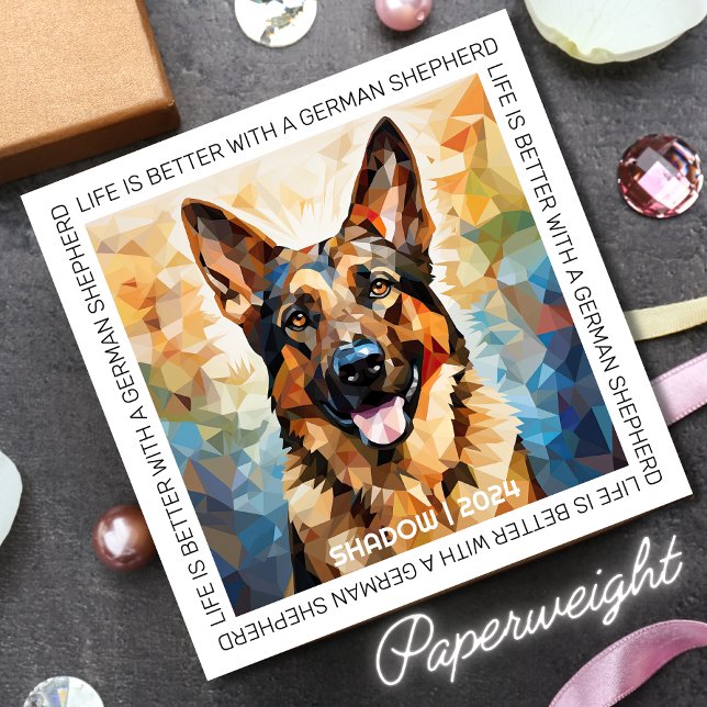 Modern German Shepherd Personalized  Paperweight (Creator Uploaded)