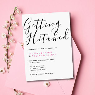 Modern Getting Hitched Typography Wedding Invitation