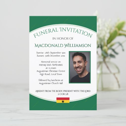 Modern GHANA FUNERAL INVITATION Memorial Photo Zazzle