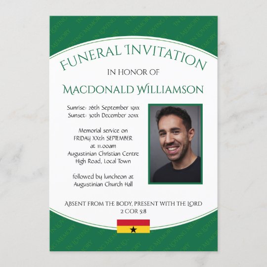 Modern GHANA FUNERAL INVITATION Memorial Photo | Zazzle.com