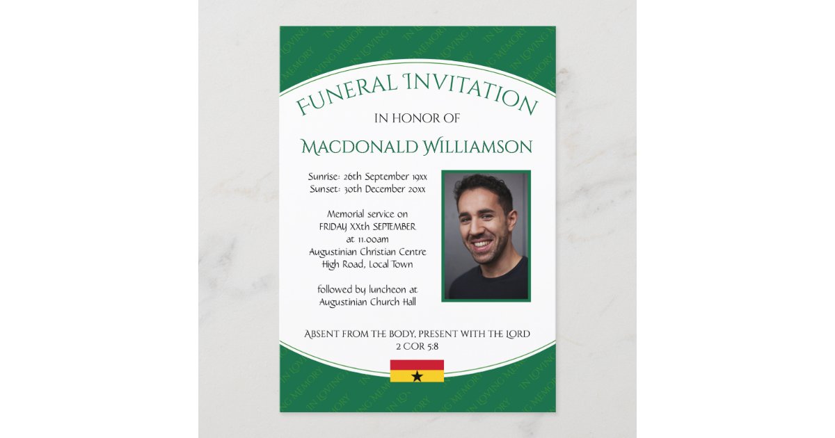 Modern GHANA FUNERAL INVITATION Memorial Photo