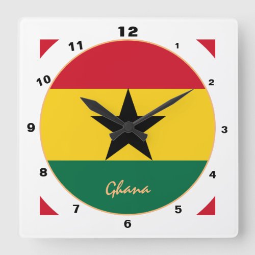 Modern Ghanaian Flag Ghana Home  design Square Wall Clock