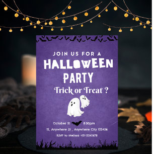 Modern Ghost Encounter Purple Halloween Party Invitation
