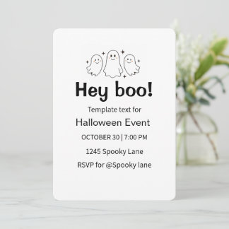 Modern Ghost Halloween Party Invitation Flat Card
