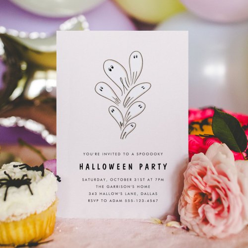Modern Ghosts Halloween Party Minimal Invitation