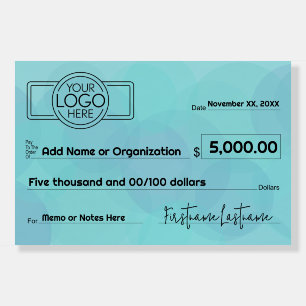 Modern Giant Check - Charity Events Blue Awareness Foam Board
