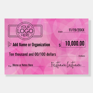 Modern Giant Check - Charity Events Pink Awareness Foam Board