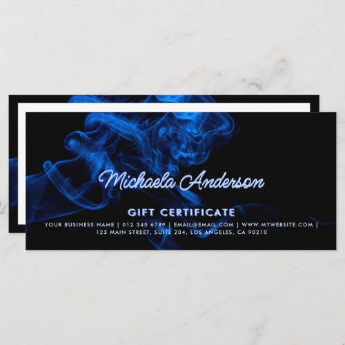 Modern Gift Certificate Blue Neon Smoke