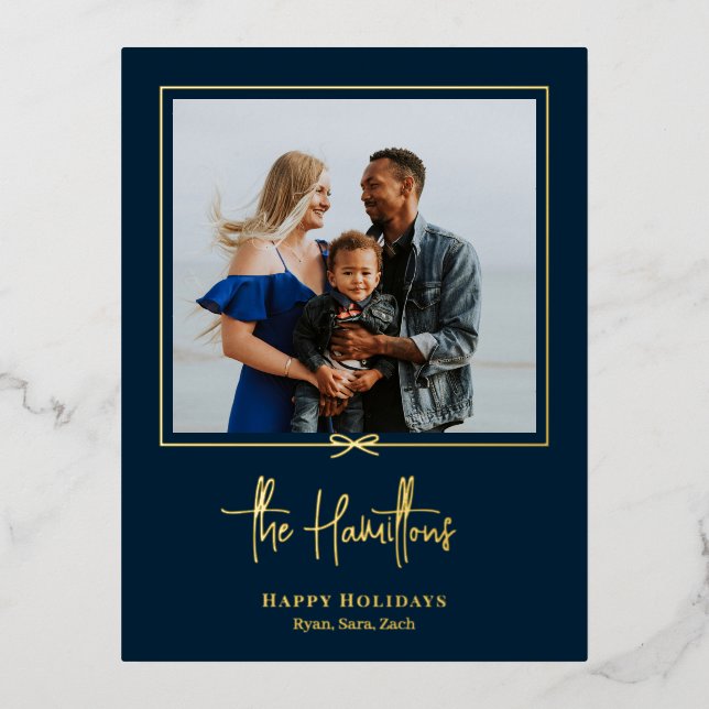 Modern Gift Foil Holiday Postcard Christmas Card (Front)