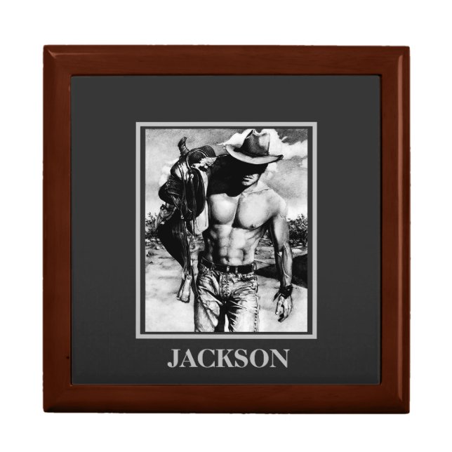 Modern Gift For Him Rustic Western Cowboy Cool Box (Front)
