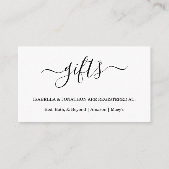Modern Gift Registry Insert / Invitation Enclosure (Front)