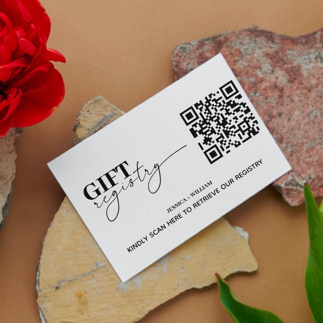 Modern Gift Registry | Wedding Registry QR Code Enclosure Card (Creator Uploaded)