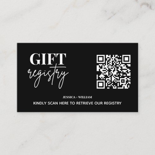 Modern Gift Registry  Wedding Registry QR Code Enclosure Card