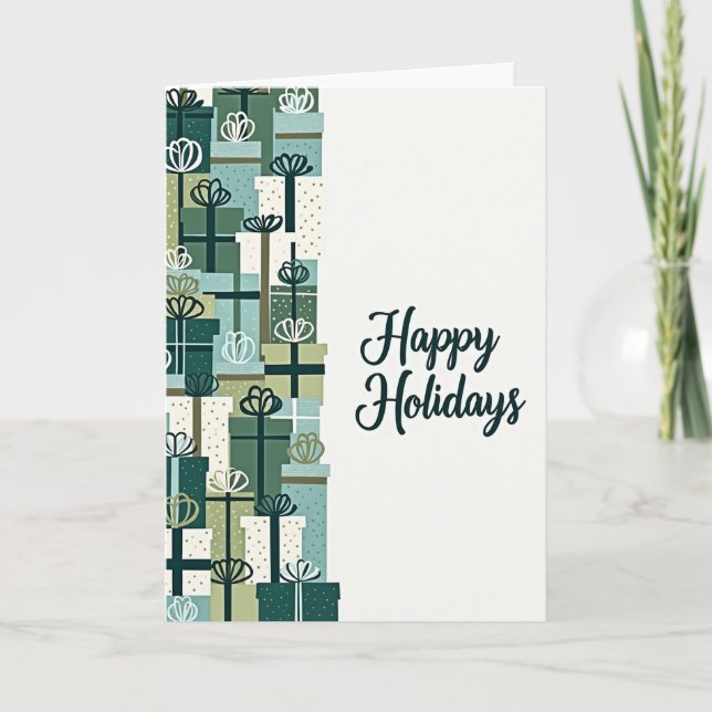 Modern Gift Stack Christmas Card (Front)
