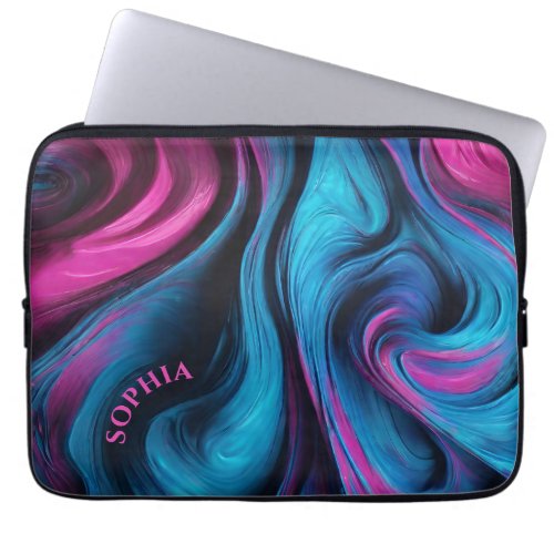 Modern Gifts for Her_Blue and Fuchsia_ Laptop Sleeve