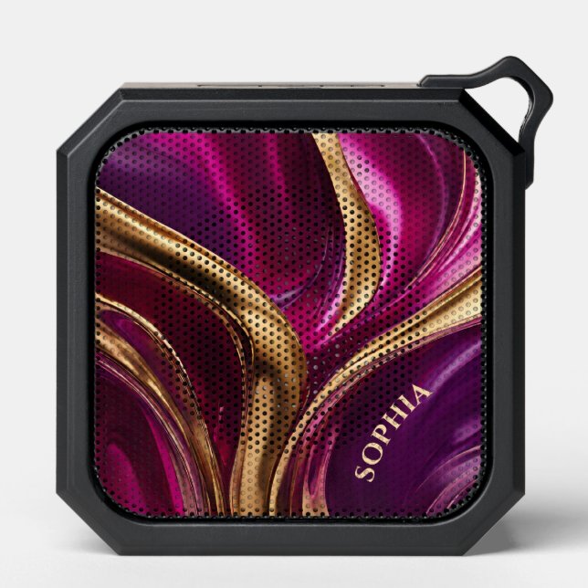 Modern Gifts-Fuchsia Purple and Gold Bluetooth Speaker (Front)