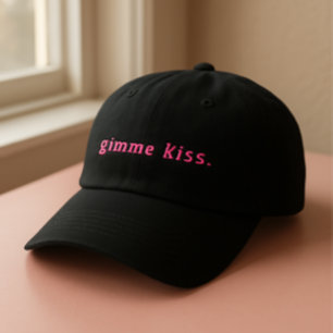 Modern Gimme Kiss Typography Pink Text 47 Brand Hat