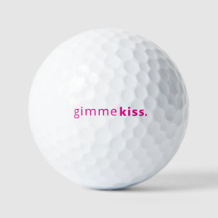 Modern Gimme Kiss Typography Pink Text Golf Balls