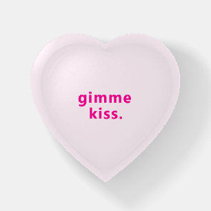 Modern Gimme Kiss Typography Pink Text Paperweight