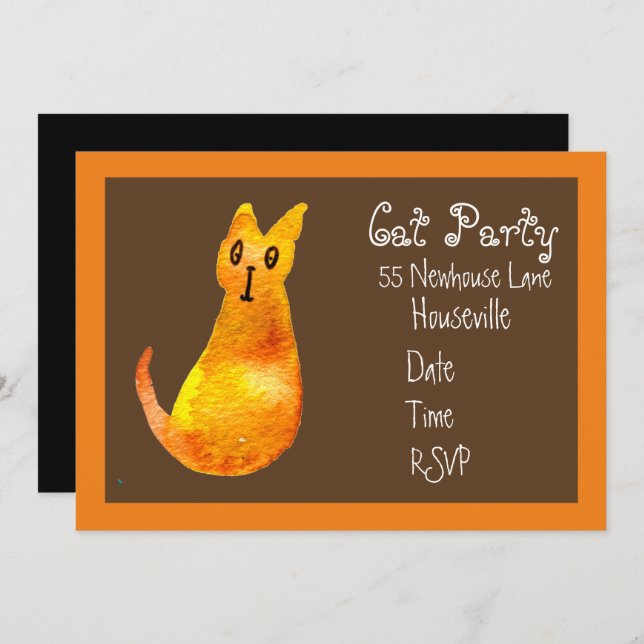 Modern ginger cat art cat dinner Party Invitation (Front/Back)