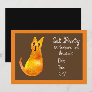 Modern ginger cat art cat dinner Party Invitation