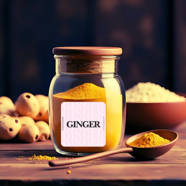 Modern Ginger Ground Powder Pink Black  Square Sticker (Modern ginger ground powder square pink color sticker)